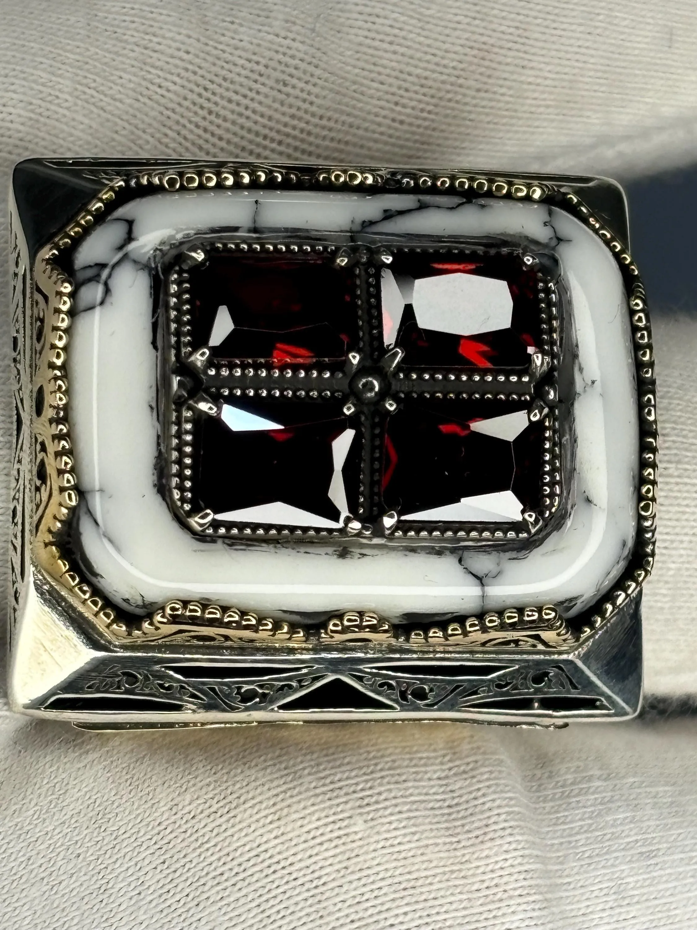 Turkish Handmade Jewelry 925 Sterling Silver Agate Stone Engraved Mens Rings