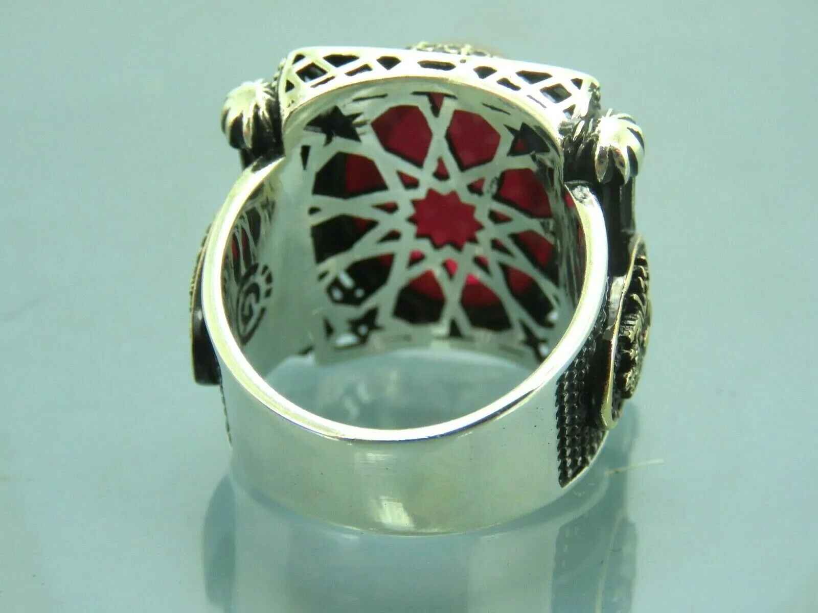 Turkish Handmade Jewelry 925 Sterling Silver Ruby Stone Mens Rings