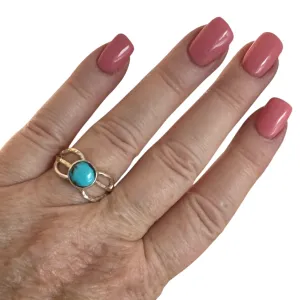 Turquoise Morenci mine Solid 925 Sterling Silver Ring 8