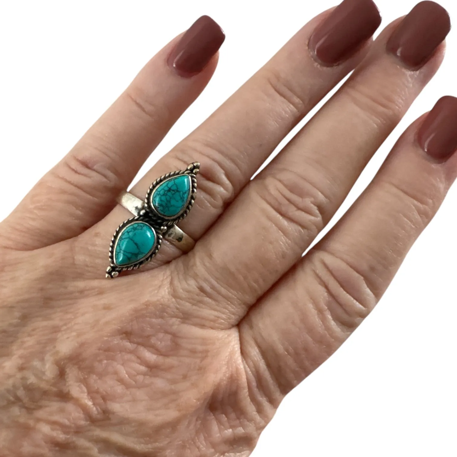 Turquoise Solid 925 Sterling Silver Ring 8