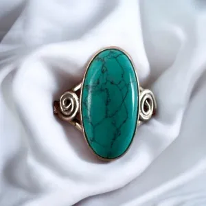 Turquoise Solid 925 Sterling Silver Ring 9.5