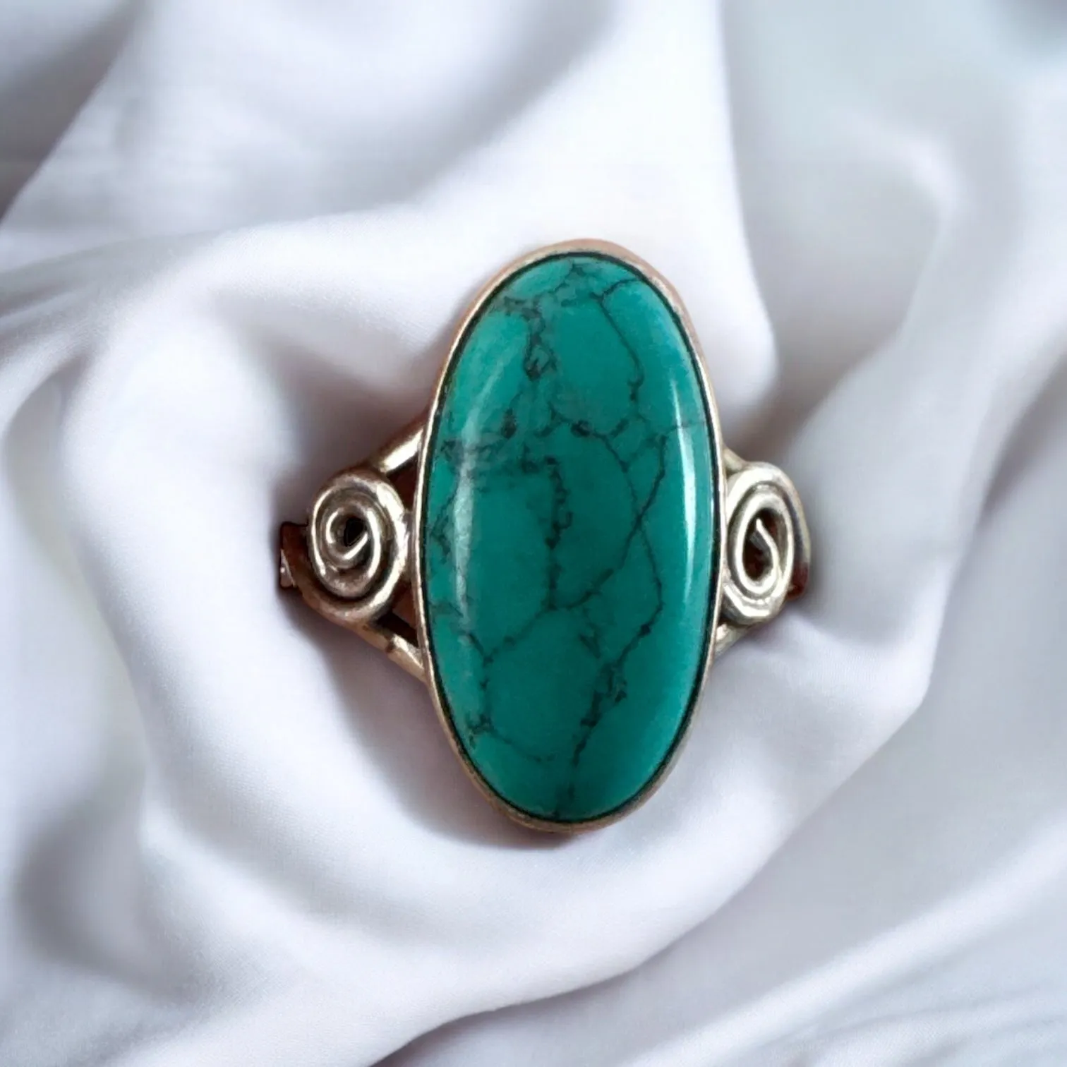 Turquoise Solid 925 Sterling Silver Ring 9.5