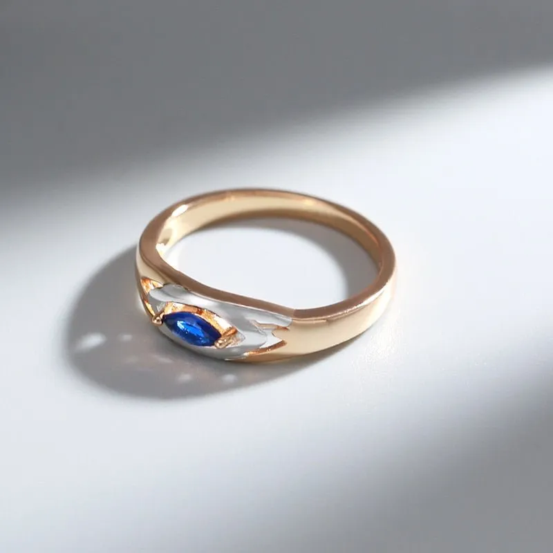 Unique Blue Zircon Ring For Women 585 Rose Gold Jewelry