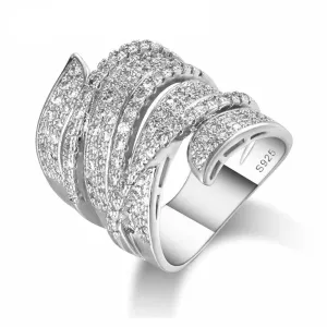 Unique Bridal Zircon Ring 925 Sterling Silver Women Jewelry