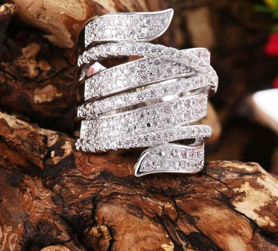 Unique Bridal Zircon Ring 925 Sterling Silver Women Jewelry