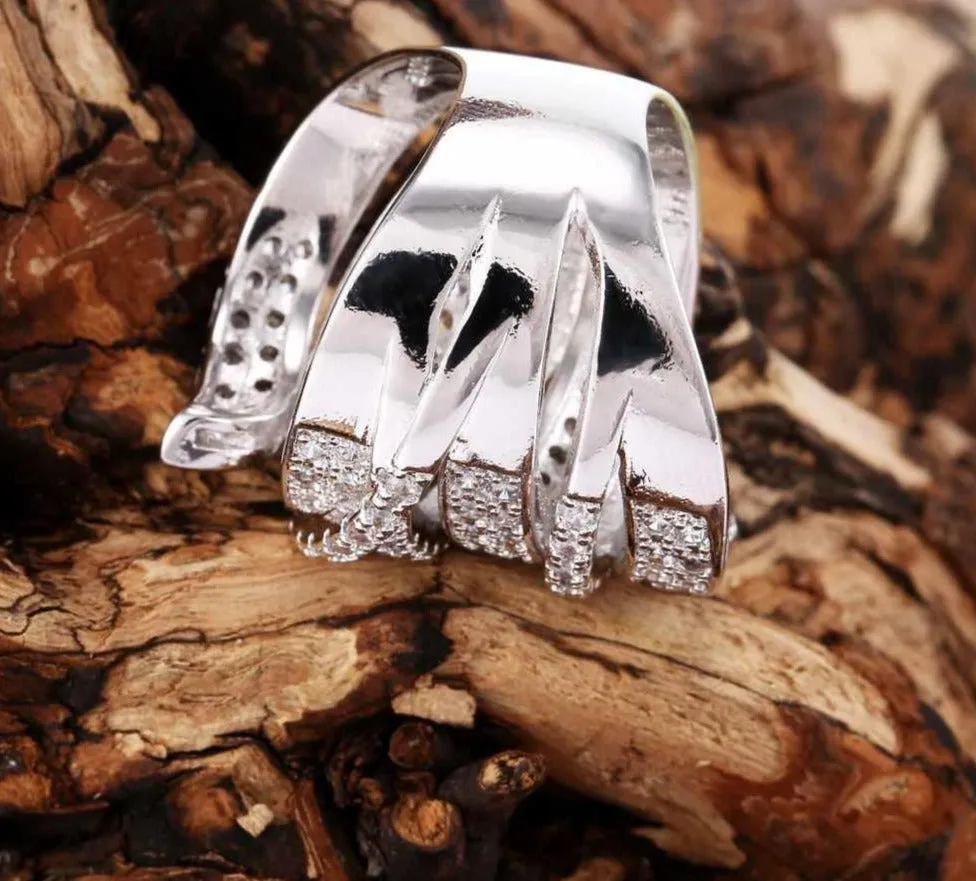 Unique Bridal Zircon Ring 925 Sterling Silver Women Jewelry