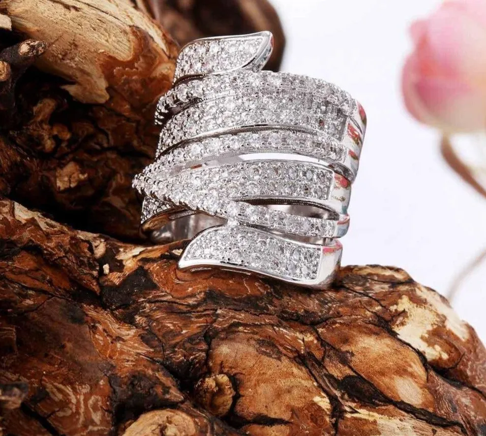 Unique Bridal Zircon Ring 925 Sterling Silver Women Jewelry