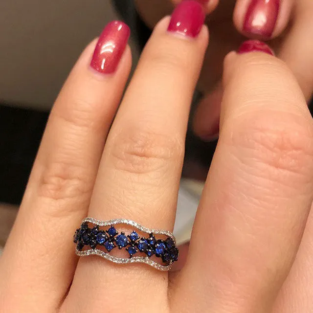 Unique Sapphire Engagement Ring For Women Wedding Jewelry