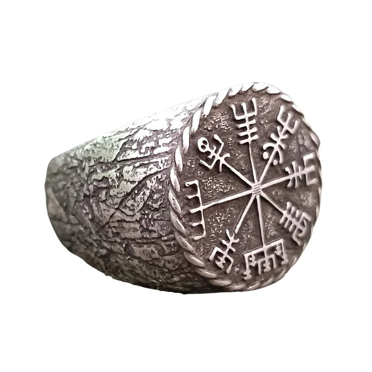 Vegvisir ring from bronze Viking compass