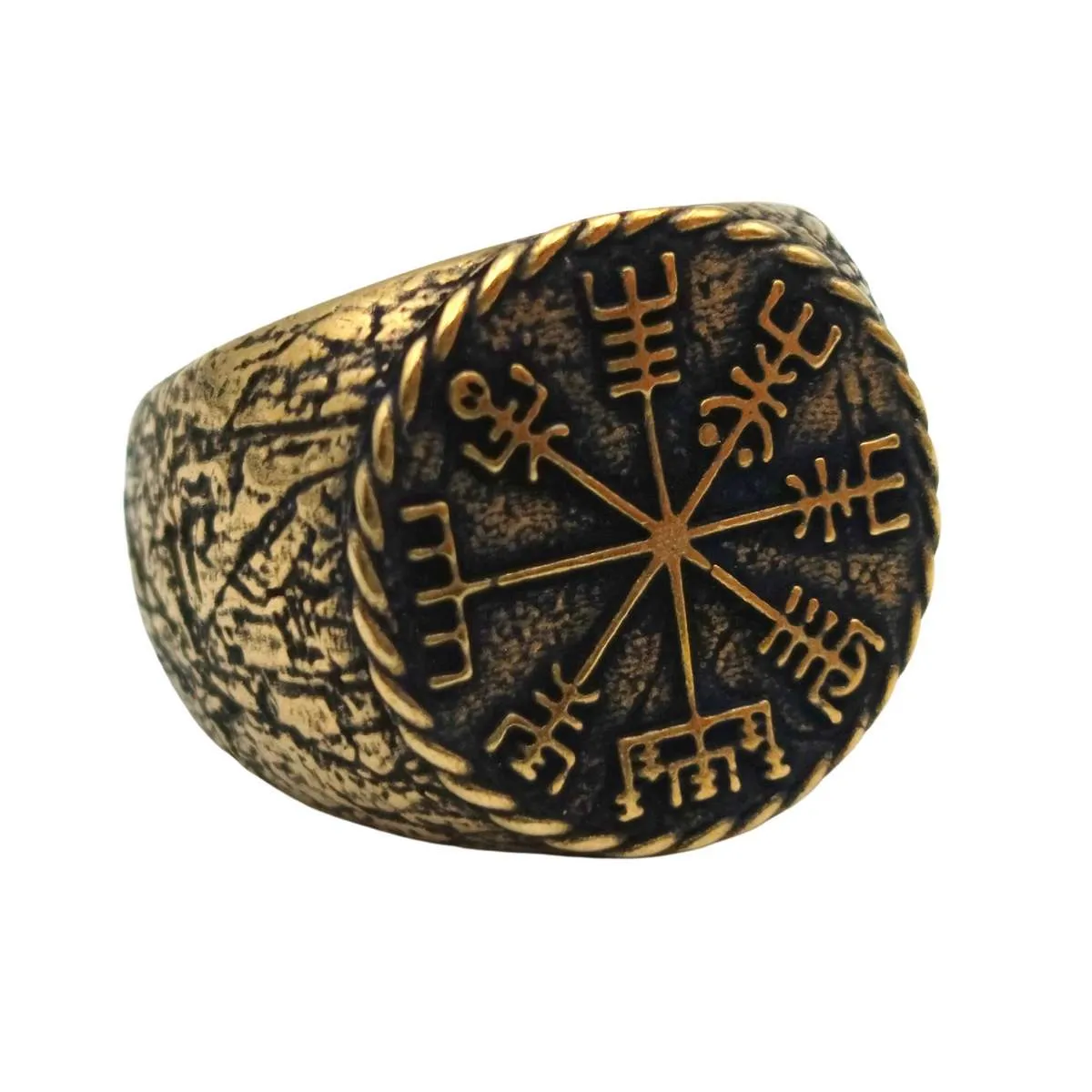 Vegvisir ring from bronze Viking compass