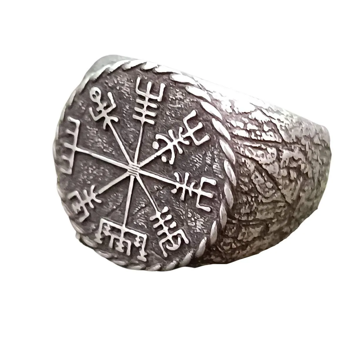 Vegvisir ring from bronze Viking compass