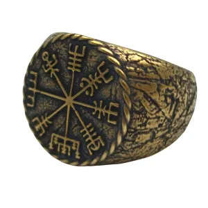 Vegvisir ring from bronze Viking compass