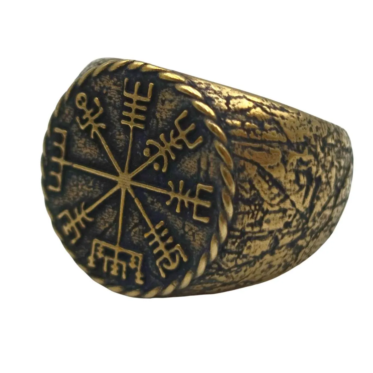 Vegvisir ring from bronze Viking compass