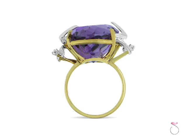 Victorian 25 carat Oval Amethyst Ring in 18Kt gold & Platinum