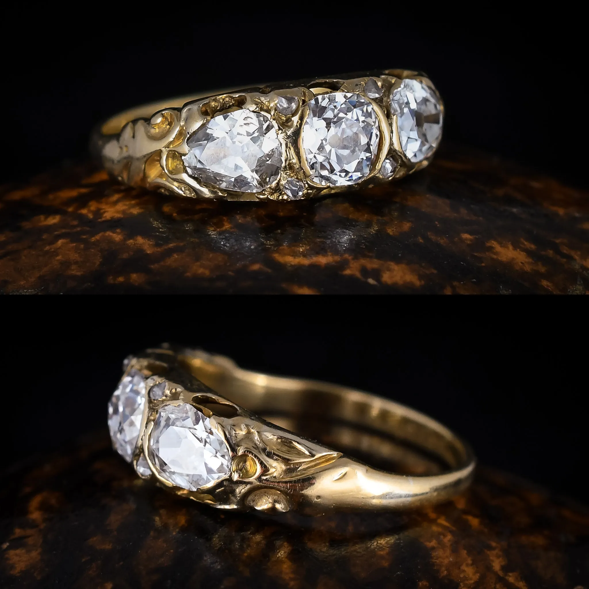 Victorian Old Cut Diamond Three-Stone Ring