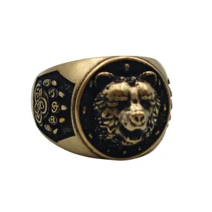 Viking bear bronze ring v2