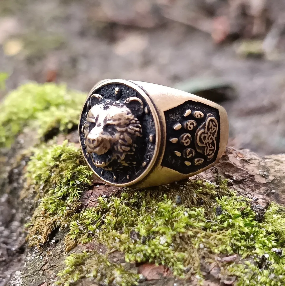 Viking bear bronze ring v2