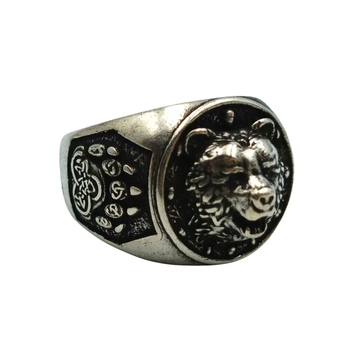 Viking bear bronze ring v2