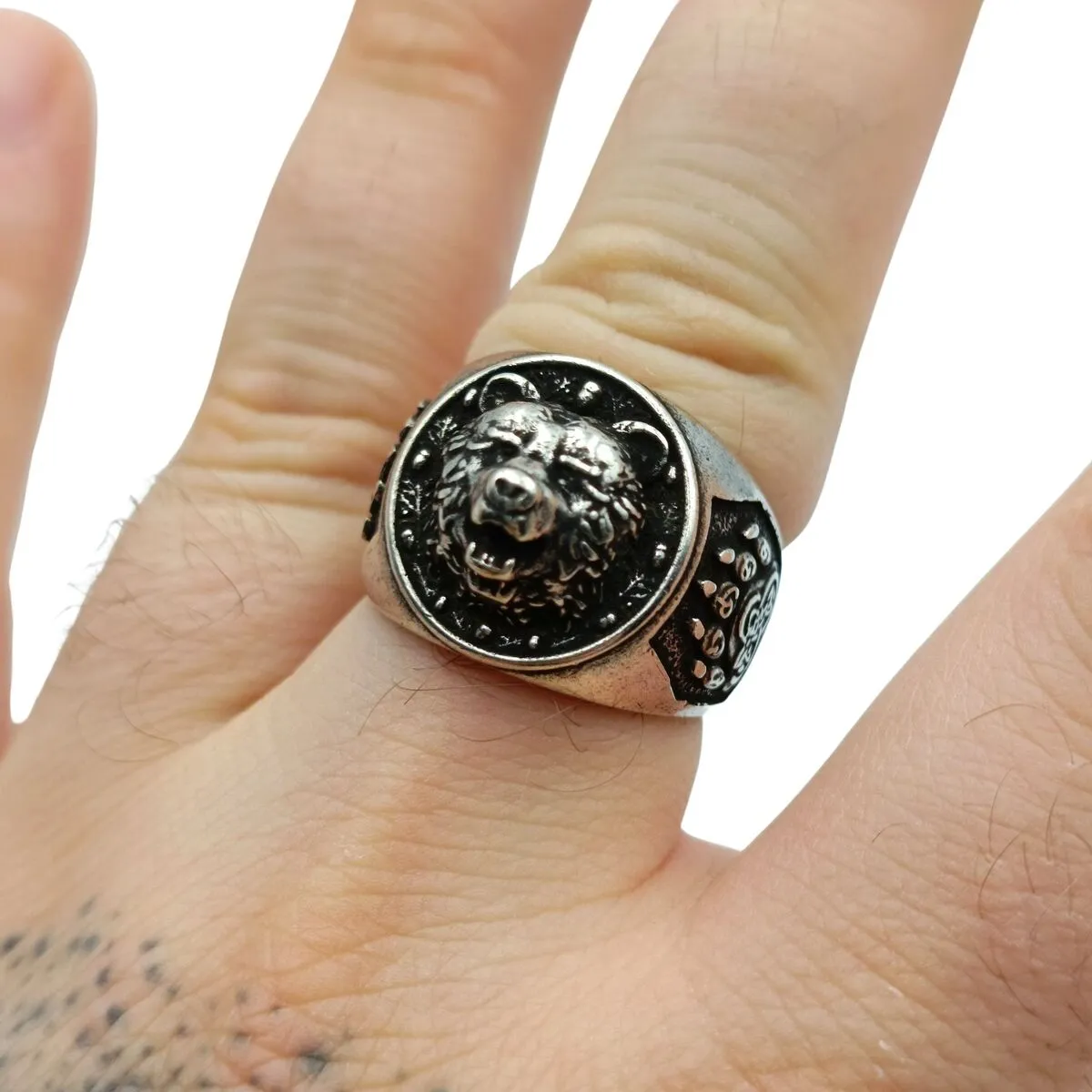 Viking bear bronze ring v2
