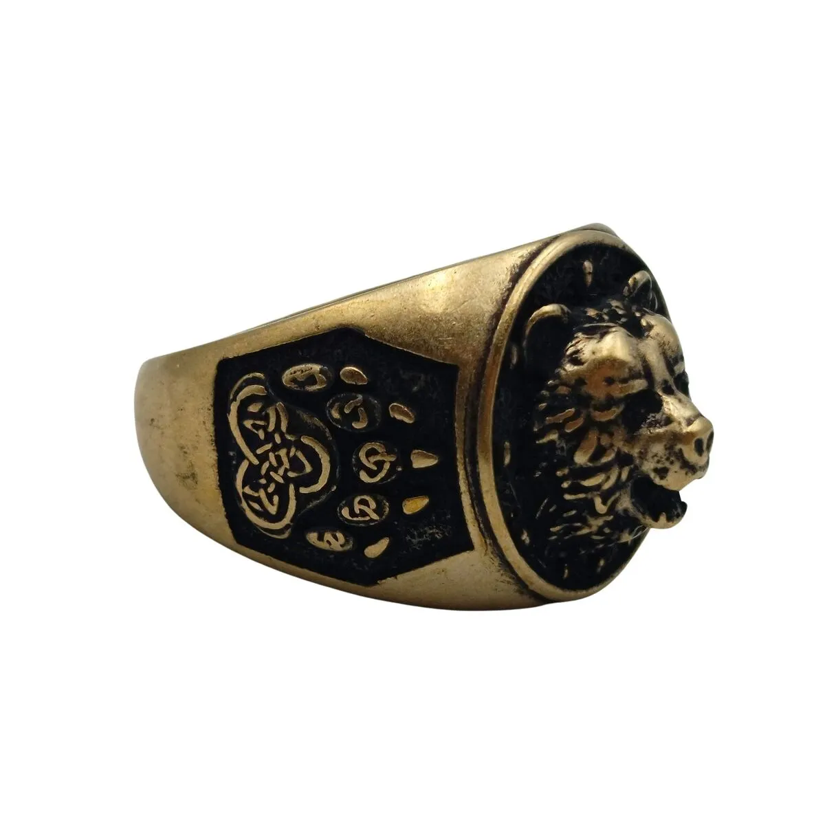 Viking bear bronze ring v2