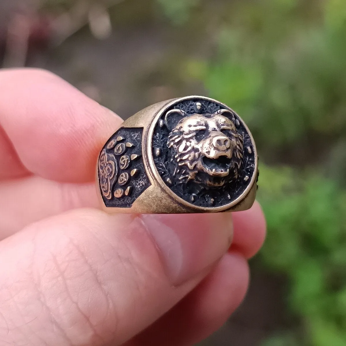 Viking bear bronze ring v2