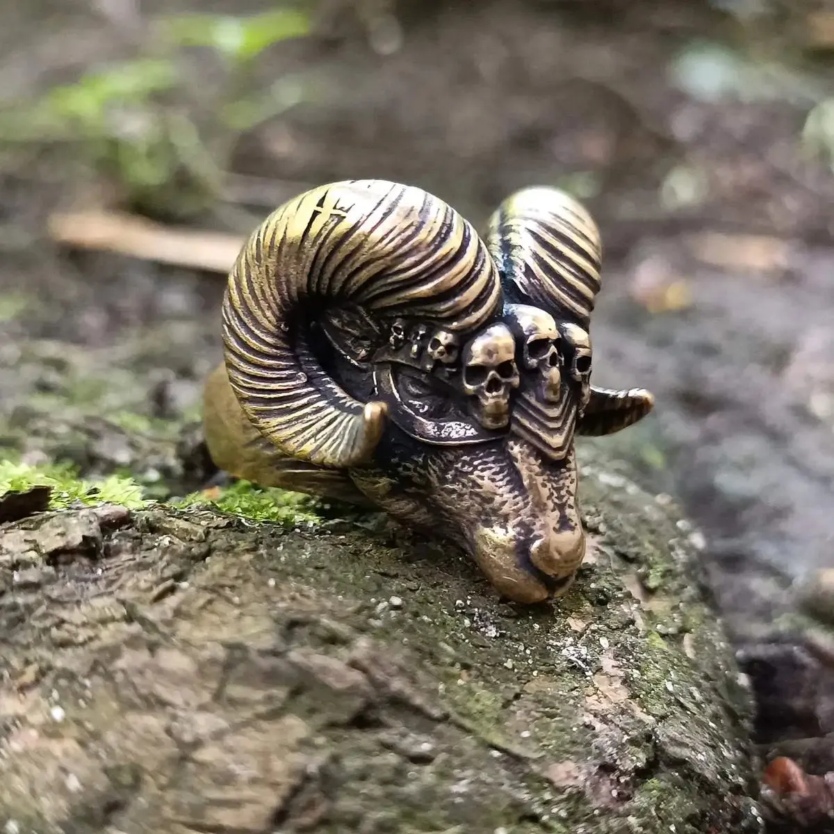 Viking ram bronze ring
