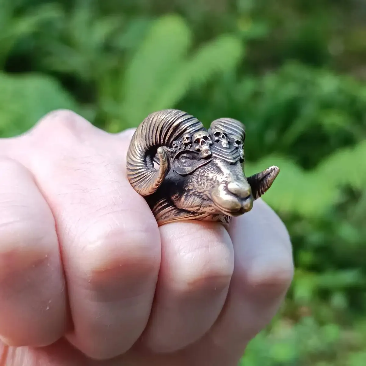 Viking ram bronze ring