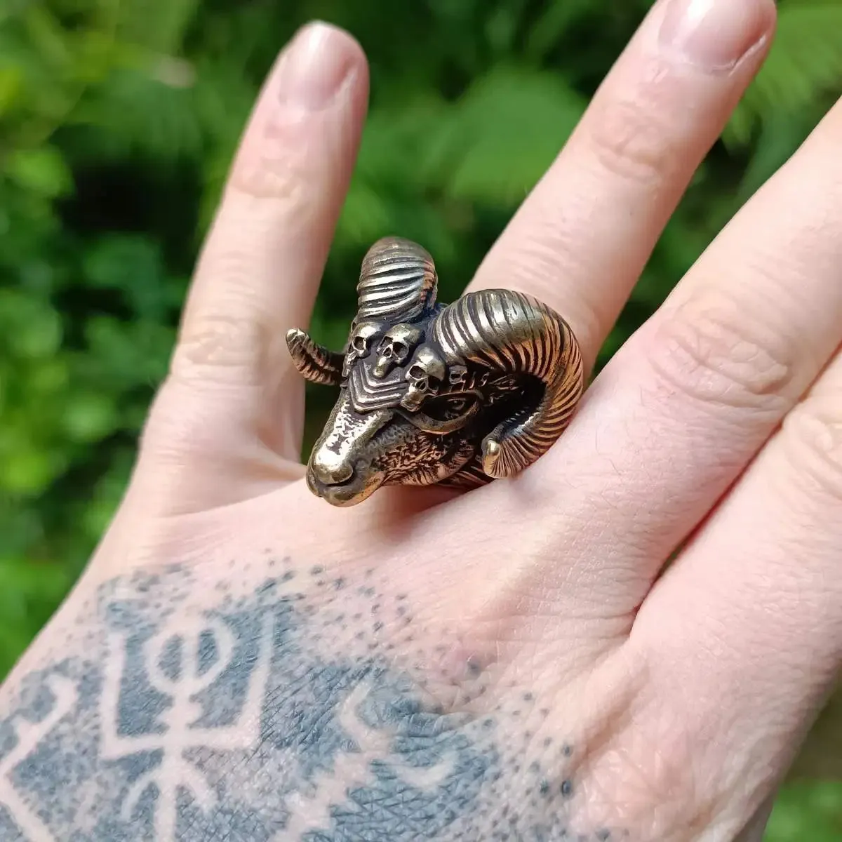 Viking ram bronze ring