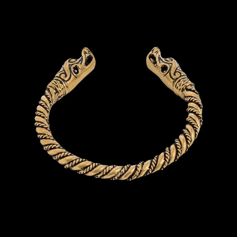 Viking Wolf Spiral Twisted Bronze Armring
