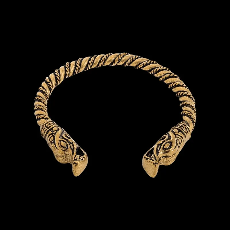 Viking Wolf Spiral Twisted Bronze Armring