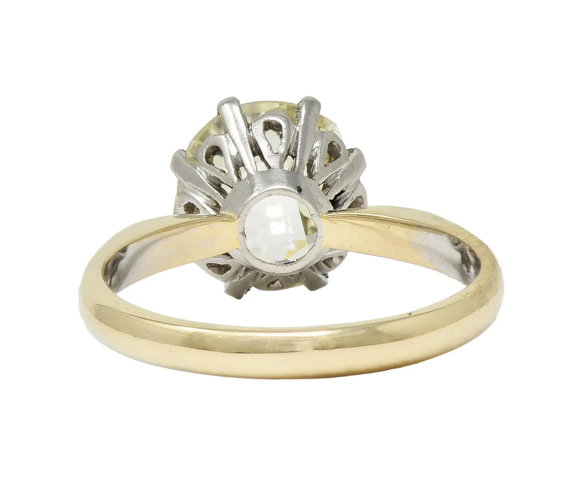 Vintage 2.58 CTW Modified Oval Cut Diamond Platinum 18 Karat Yellow Gold Solitaire Engagement Ring GIA