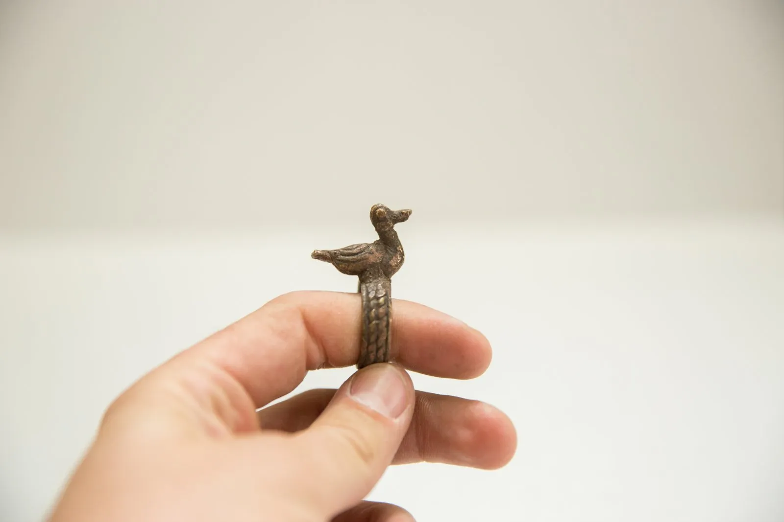 Vintage African Bronze Duck Ring