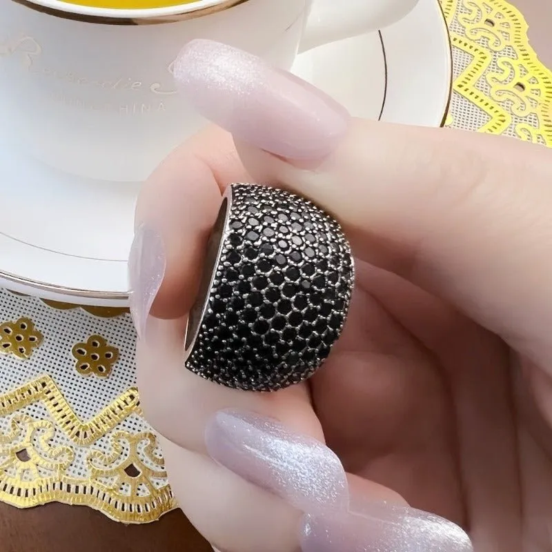 Vintage Black Ring Jewerly For Women Anniverssary Jewelry