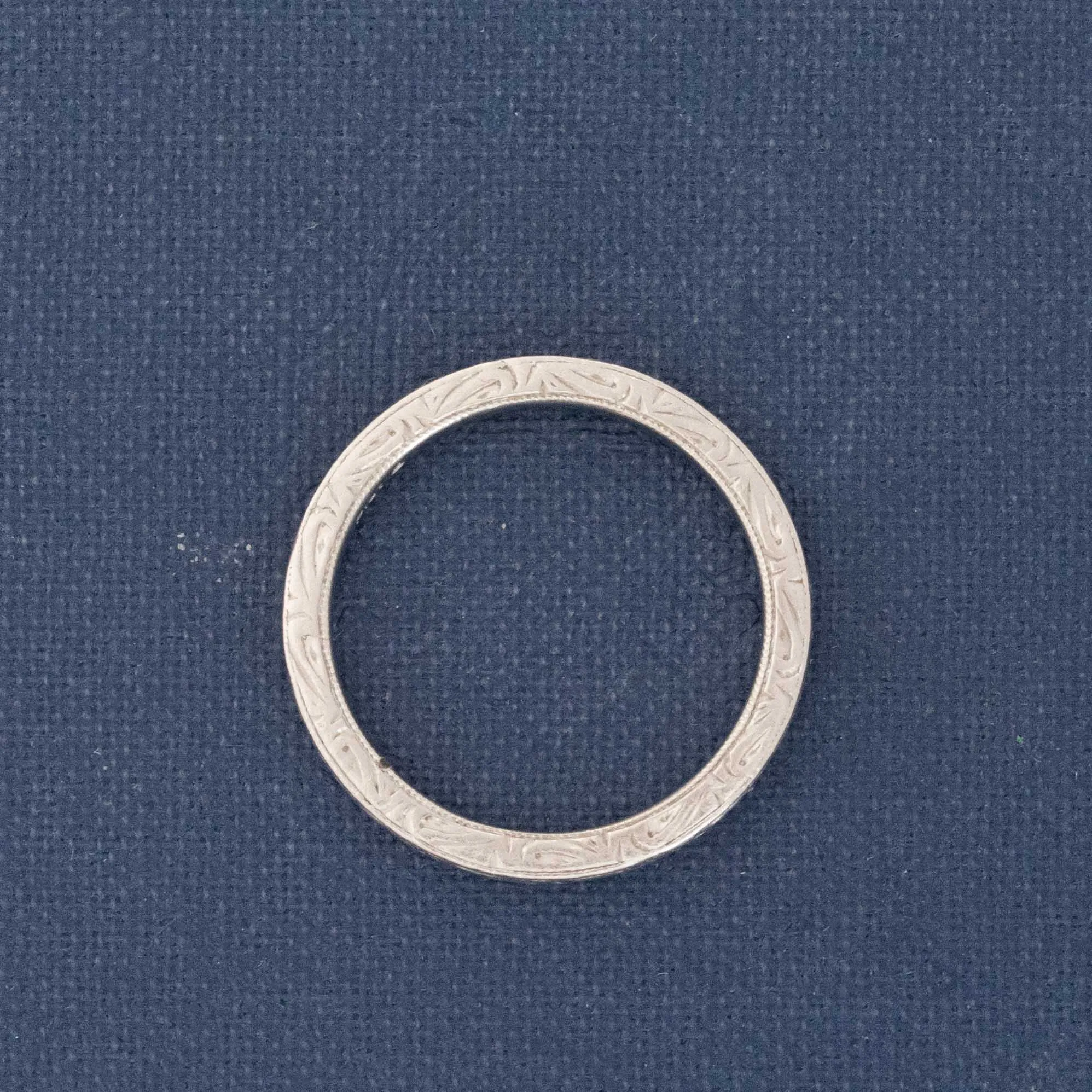 Vintage Engraved Slim Platinum Band