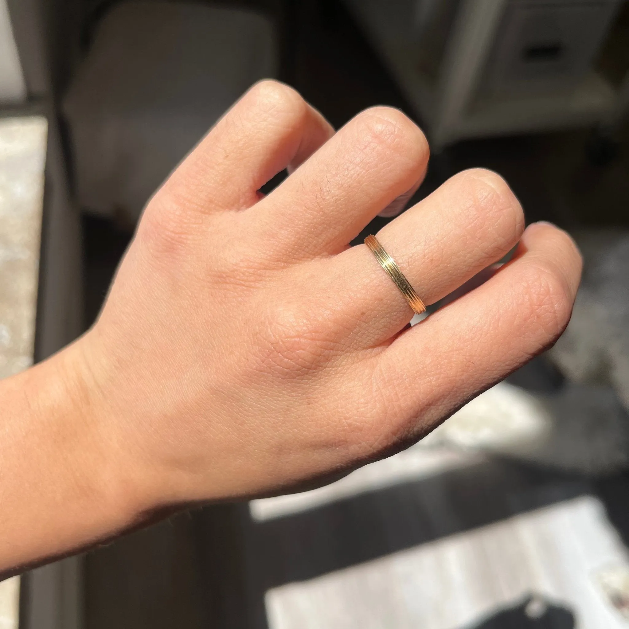 Vintage Grooved Wedding Band, 2.4mm