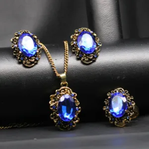 Vintage Jewelry Crystal Bronze Plated Set