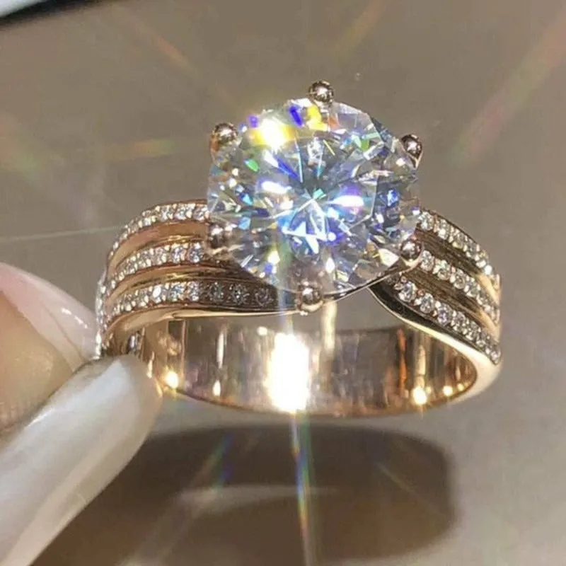 Vintage Square Emerald Ring for Women Gold Inlaid Green Zircon Wedding Jewelry