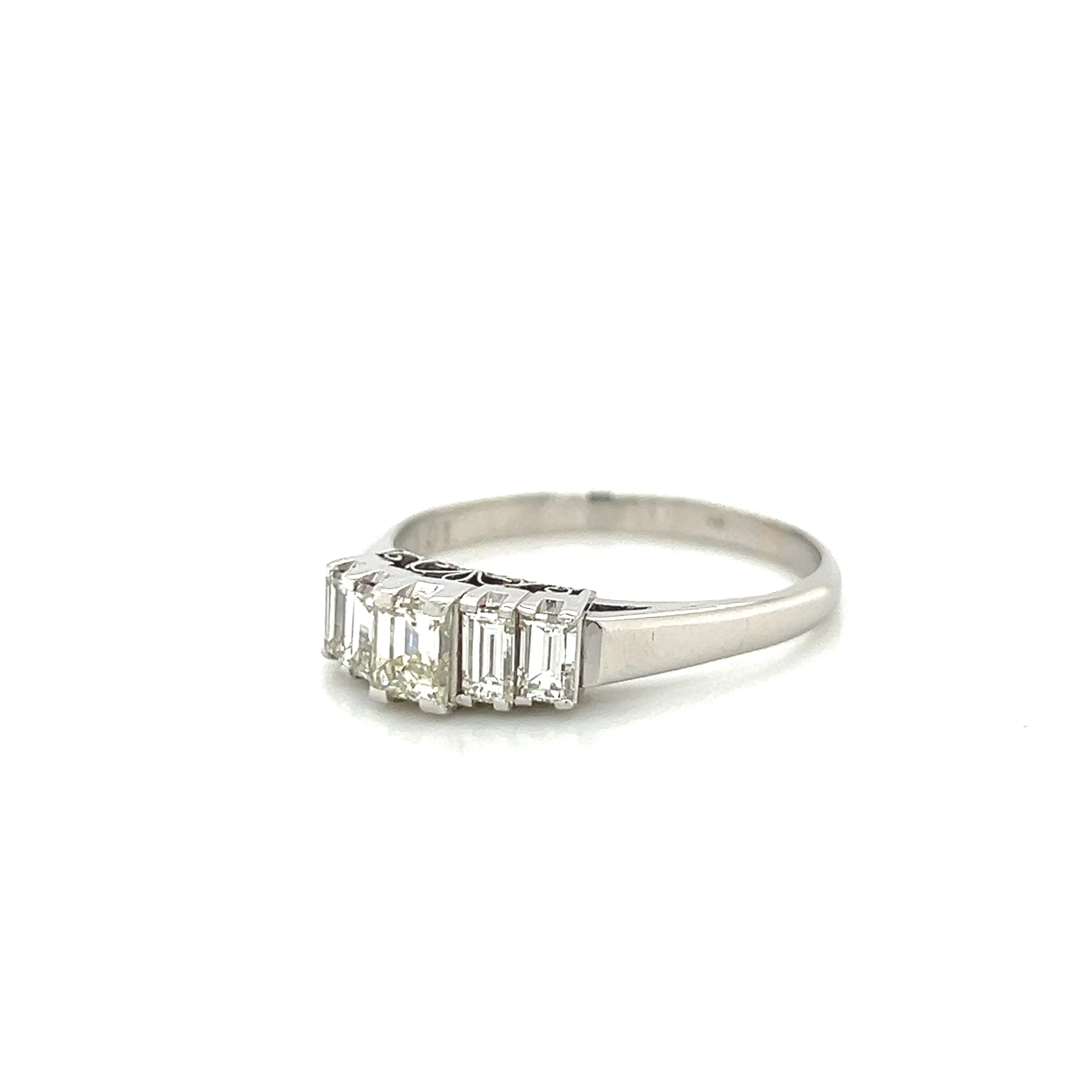 Vintage Step Cut Diamond Band Platinum