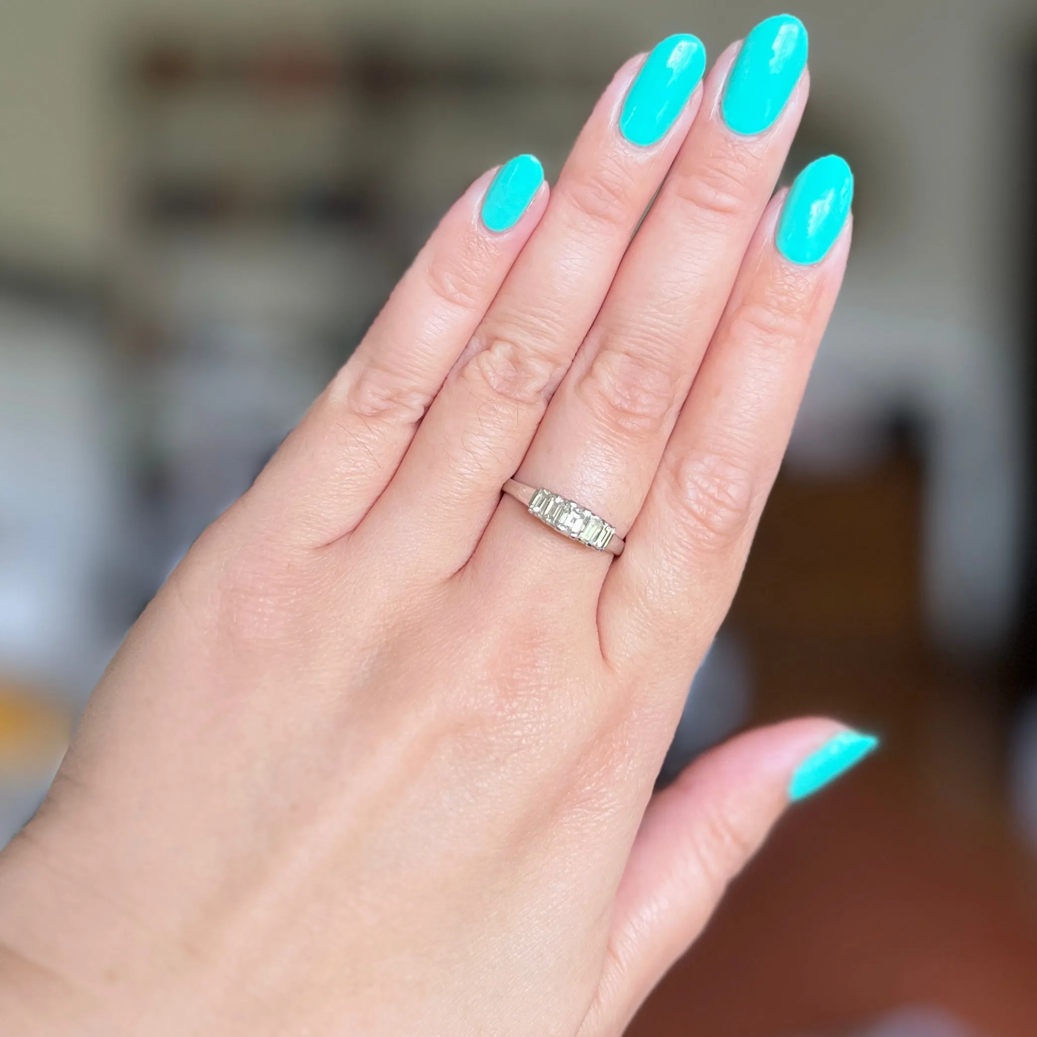 Vintage Step Cut Diamond Band Platinum