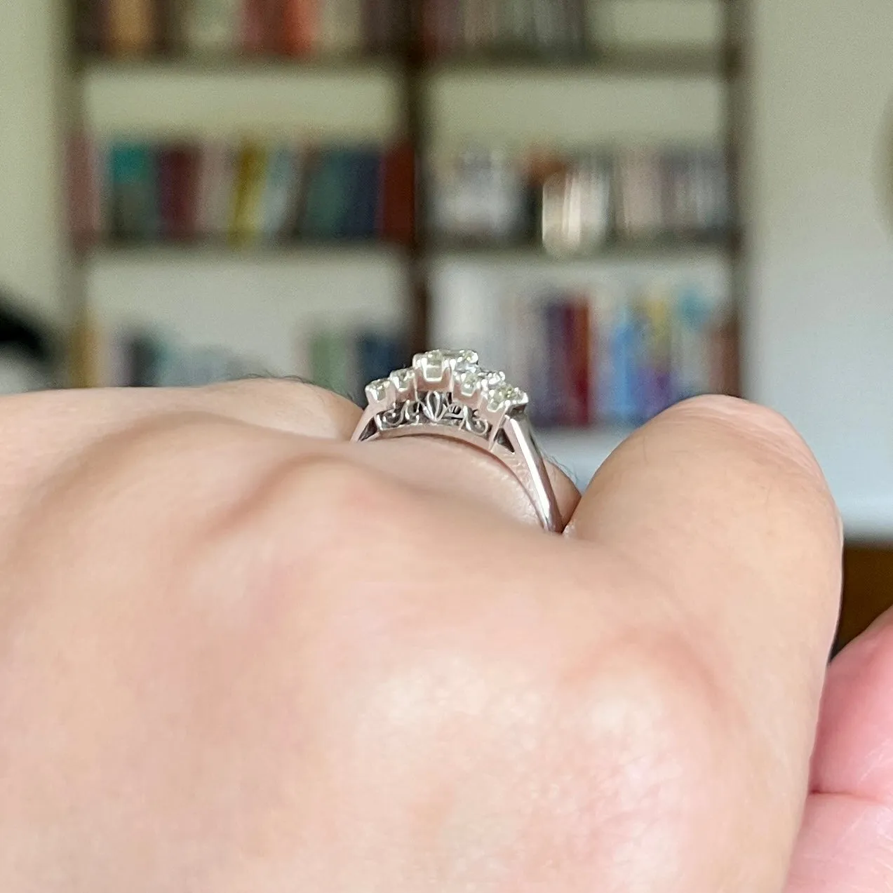 Vintage Step Cut Diamond Band Platinum