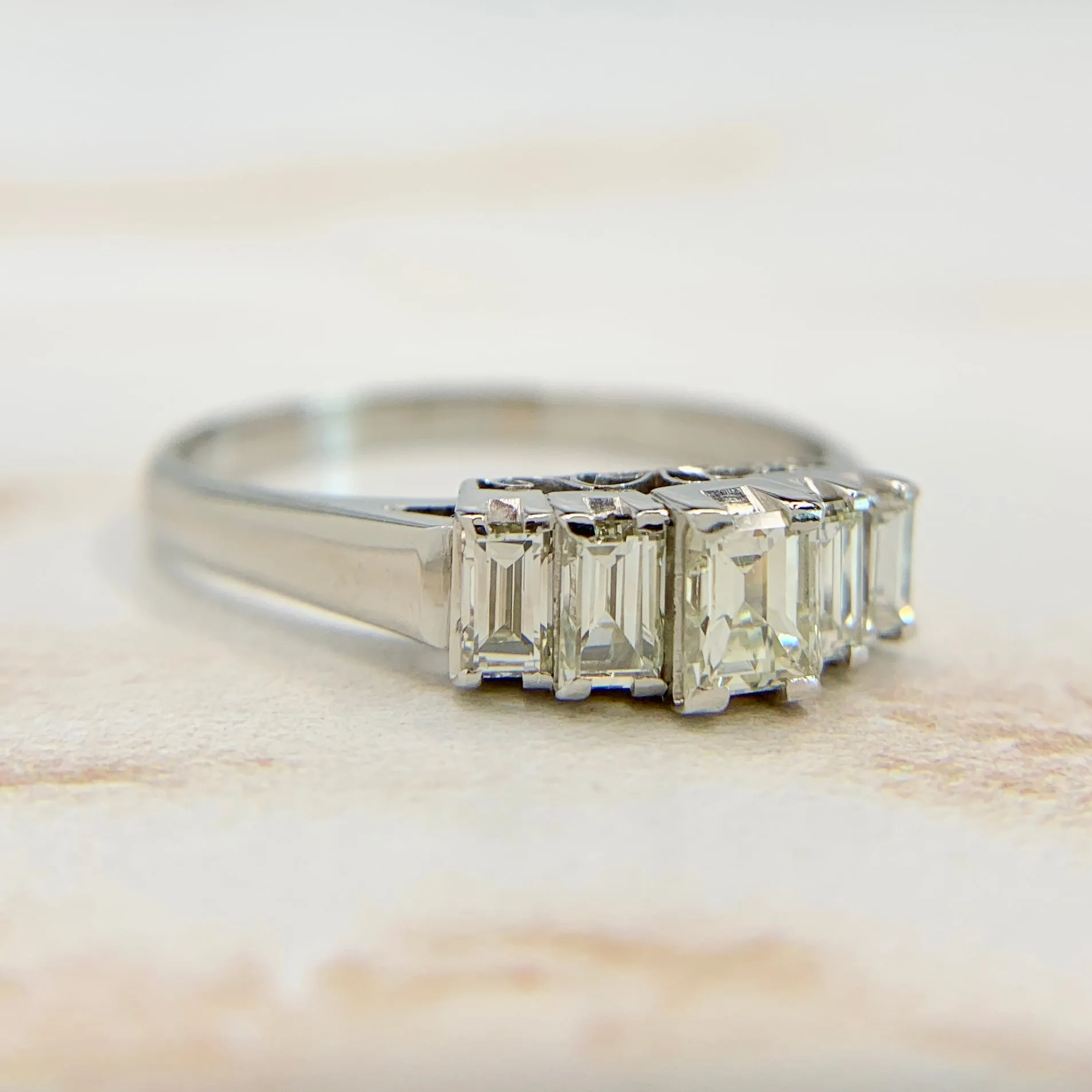 Vintage Step Cut Diamond Band Platinum
