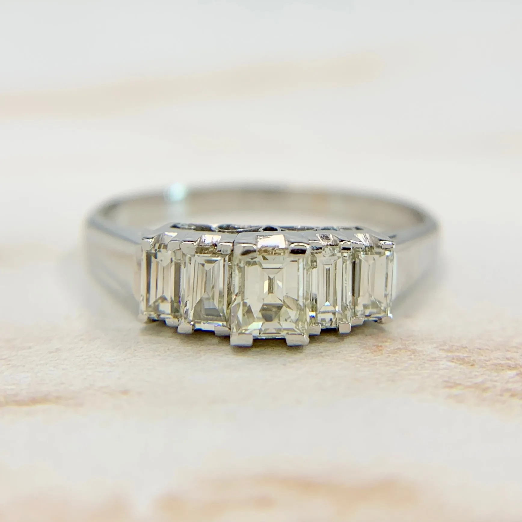 Vintage Step Cut Diamond Band Platinum