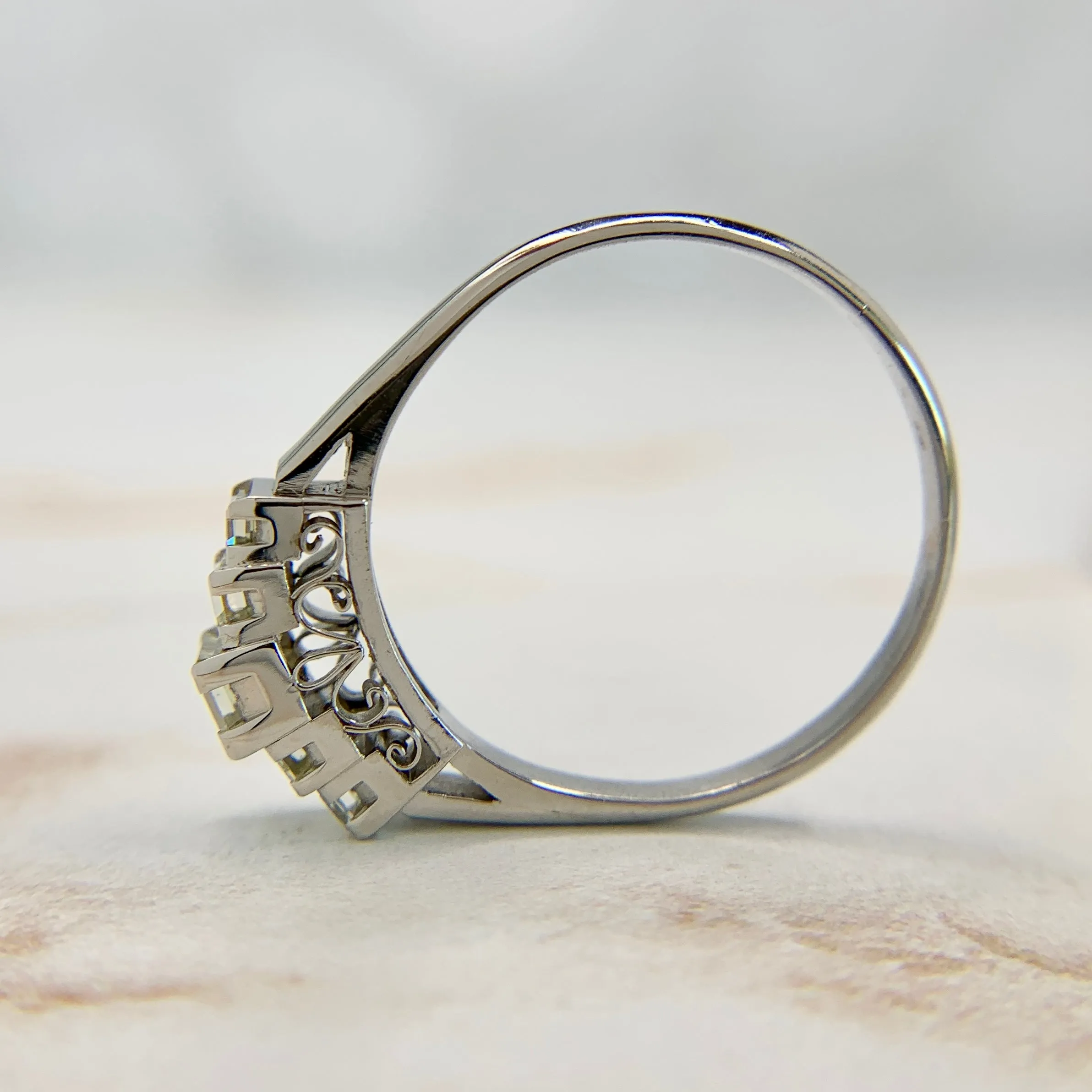 Vintage Step Cut Diamond Band Platinum