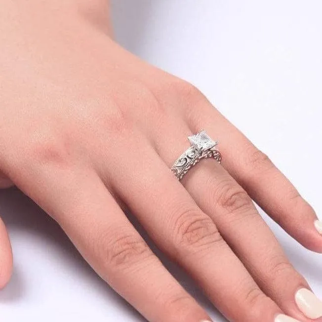 Vintage Style 1 Carat Created Diamond Wedding Engagement Ring