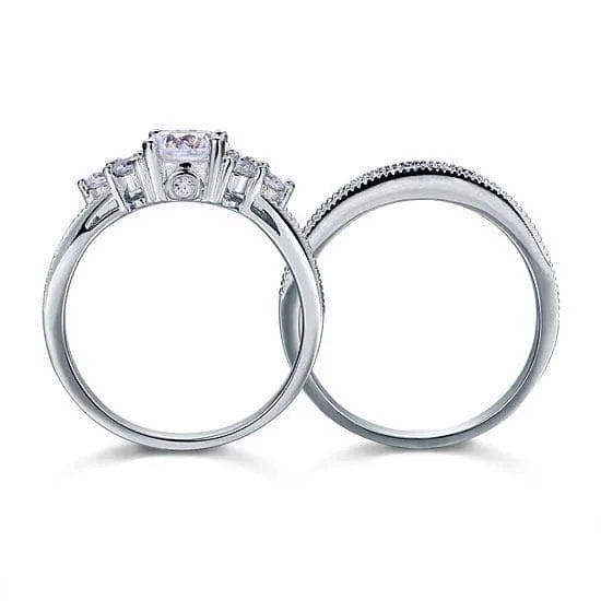 Vintage Style 1.0 Ct Diamond 2-Pc Engagement Ring Set