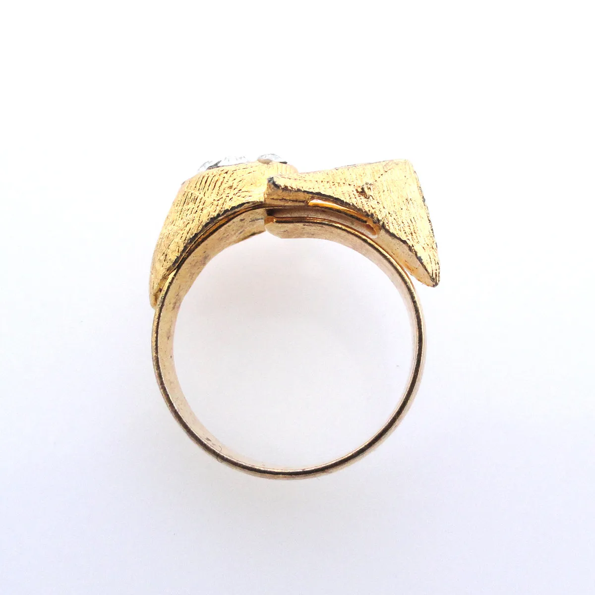 Vintage triangle and rhinestone ring