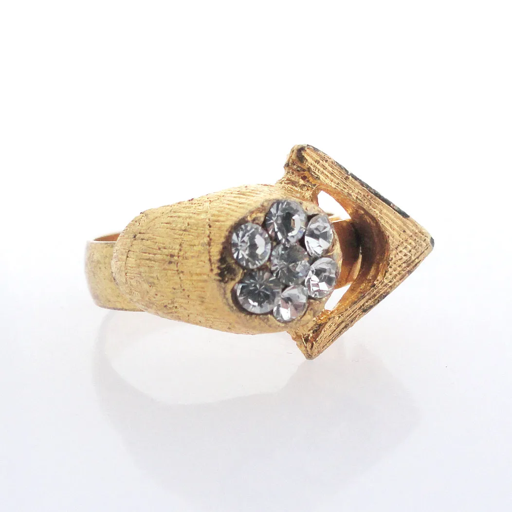 Vintage triangle and rhinestone ring