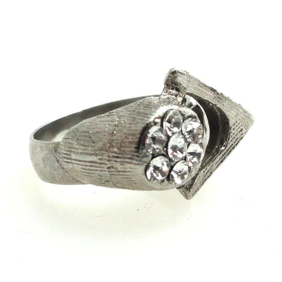 Vintage triangle and rhinestone ring