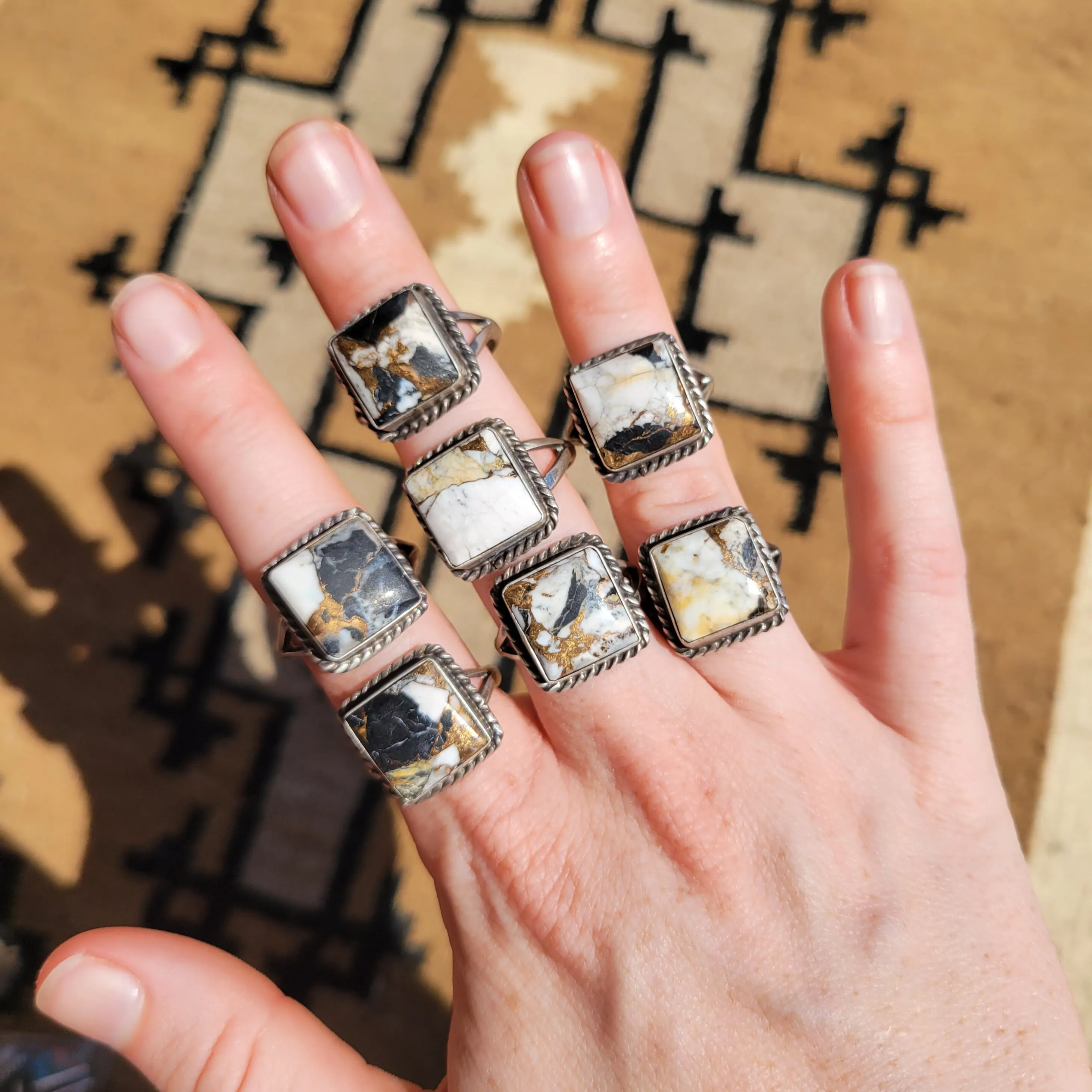 White Buffalo x Bronze Square Rings