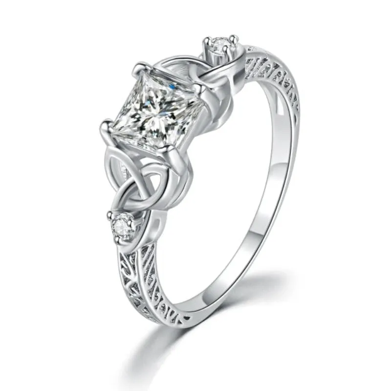 White Gemstone Engagement Ring For Women Zircon Jewelry